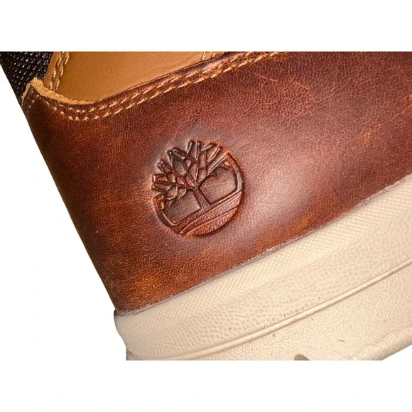 Timberland Mens Brown Leather Ankle Boots Lace Up Casual‎ Shoes Size 9.5